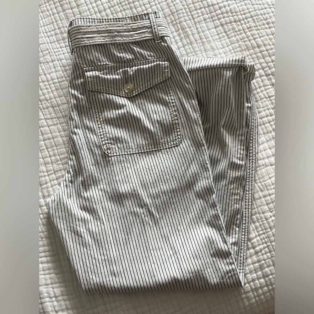 American Eagle Striped Tie Waist Straight Leg Pants - 100% Cotton